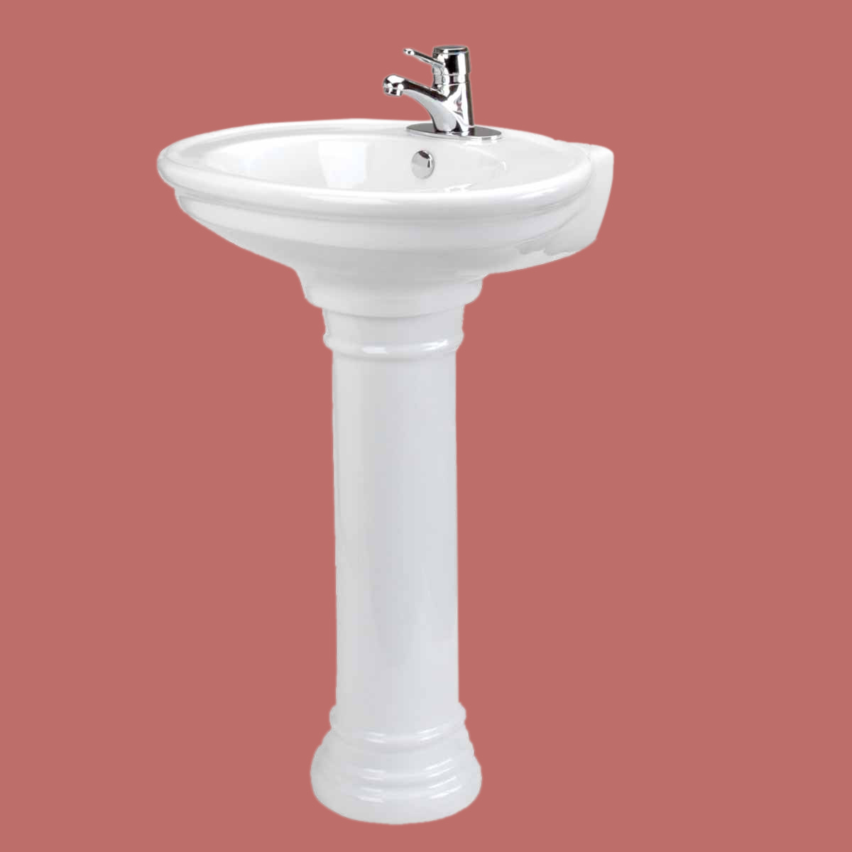 Bathroom Pedestal Sink Ceramic White Porcelain Single Hole