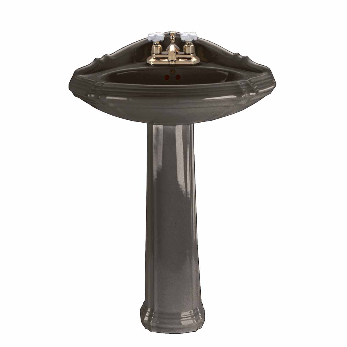 Black Corner Pedestal Sink Grade A Vitreous China Space Saver