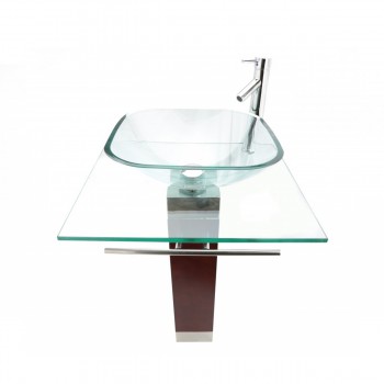 Tempered Glass Pedestal Sink and Faucet Combo