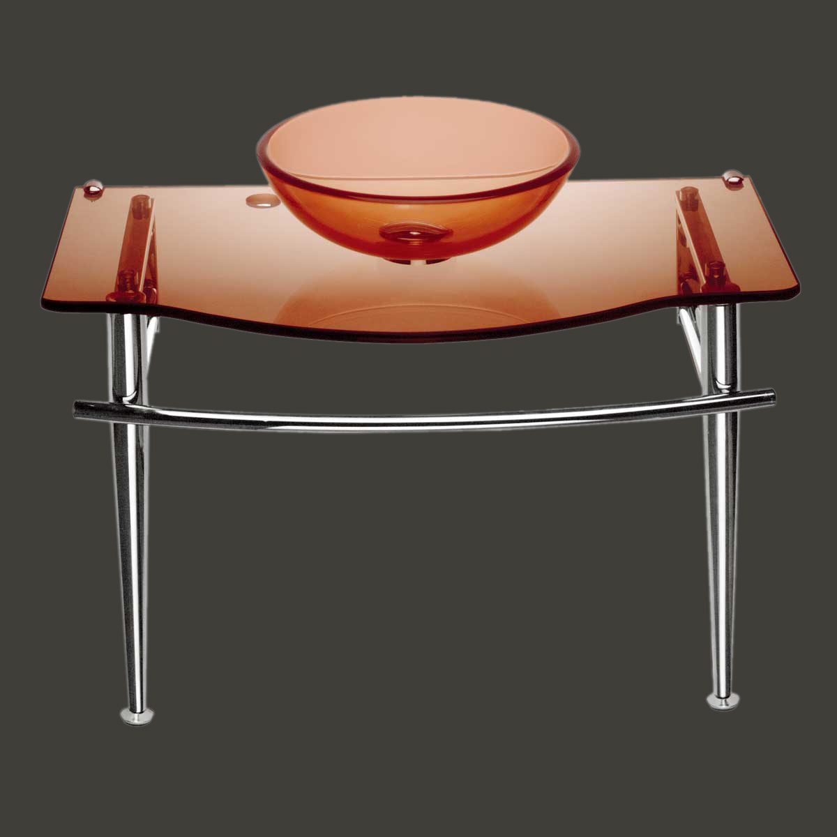 Children Bathroom Pedestal Sink Amber Glass Wall Mount