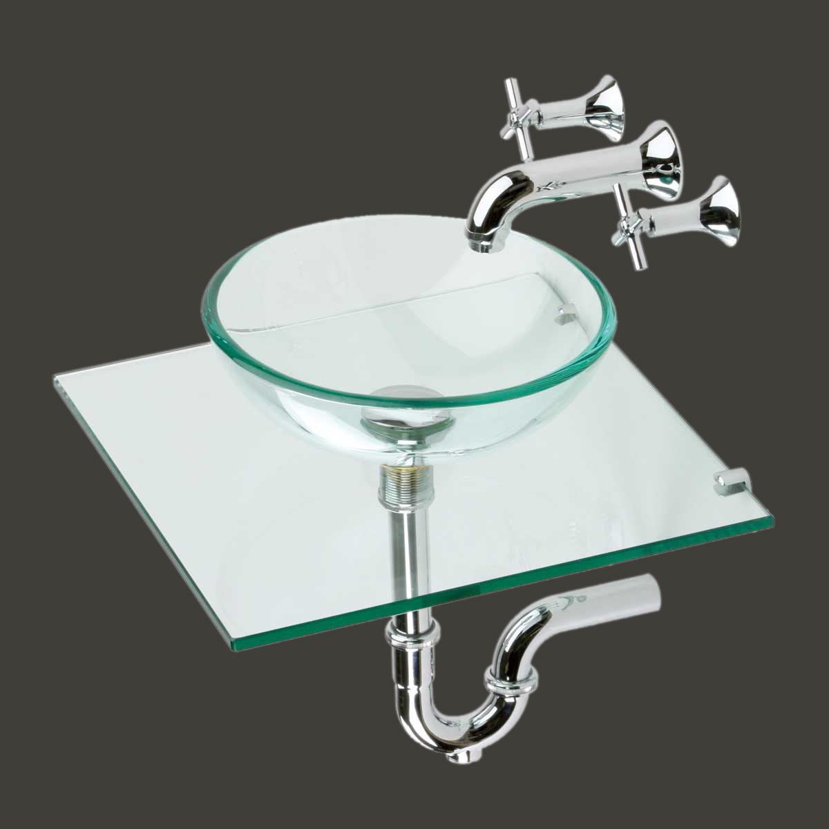 Small Wall Mount Glass Sink Mini Vessel Faucet Combo