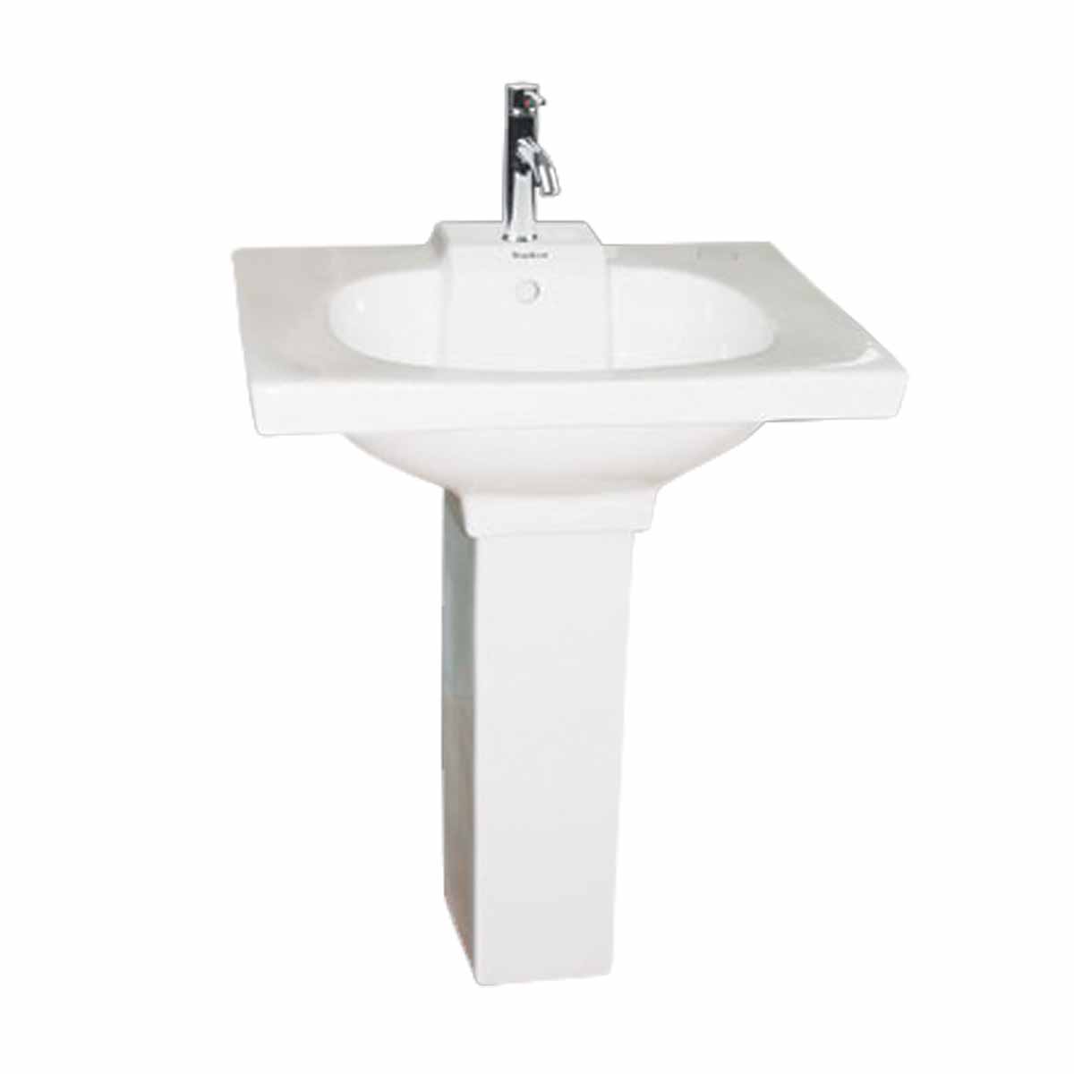 Bathroom Pedestal Sink Modern Style White Single Hole